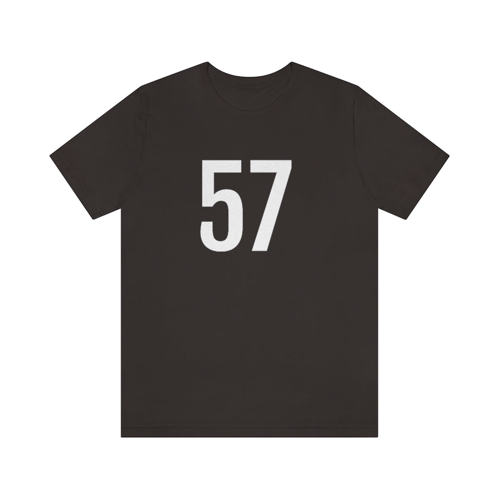T-Shirt with Number 57 On | Numbered Tee Brown T-Shirt Petrova Designs