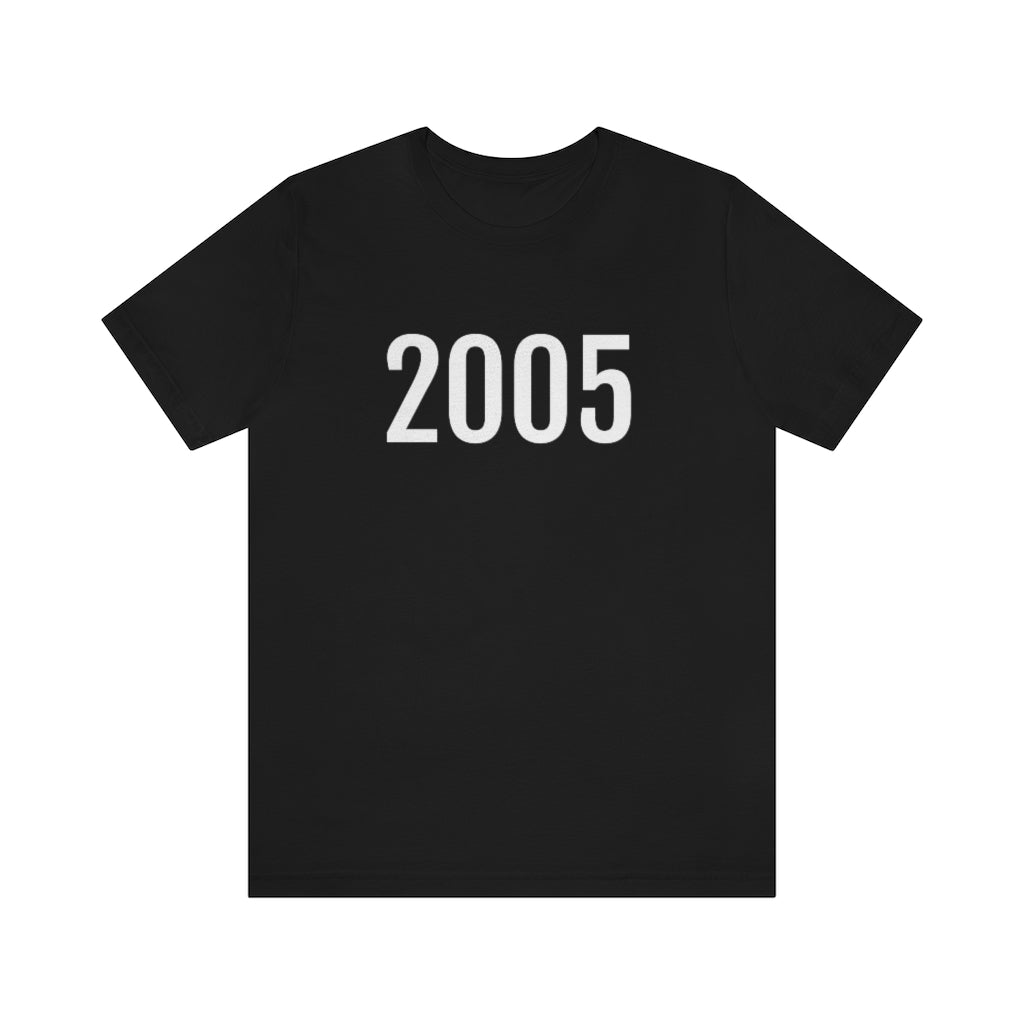 T-Shirt with Number 2005 On | Numbered Tee Black T-Shirt Petrova Designs