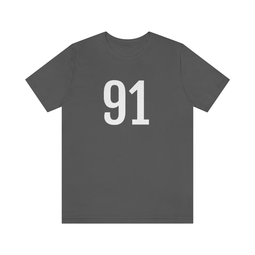 T-Shirt with Number 91 On | Numbered Tee Asphalt T-Shirt Petrova Designs