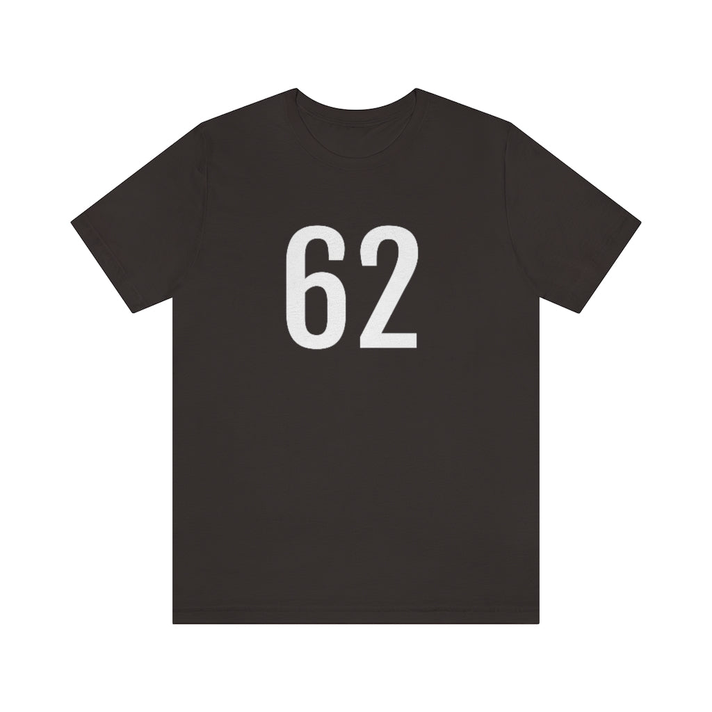 T-Shirt with Number 62 On | Numbered Tee Brown T-Shirt Petrova Designs