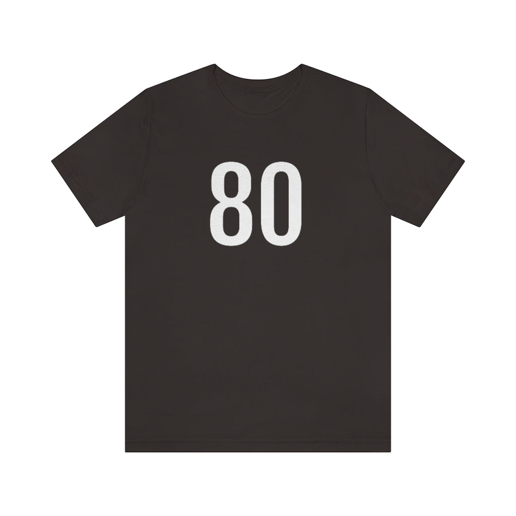 T-Shirt with Number 80 On | Numbered Tee Brown T-Shirt Petrova Designs