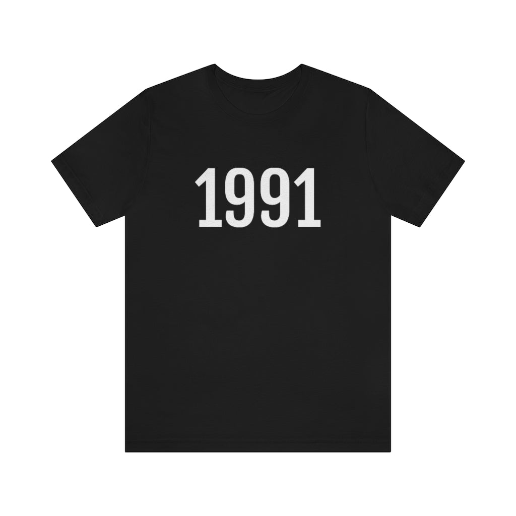 T-Shirt with Number 1991 On | Numbered Tee Black T-Shirt Petrova Designs