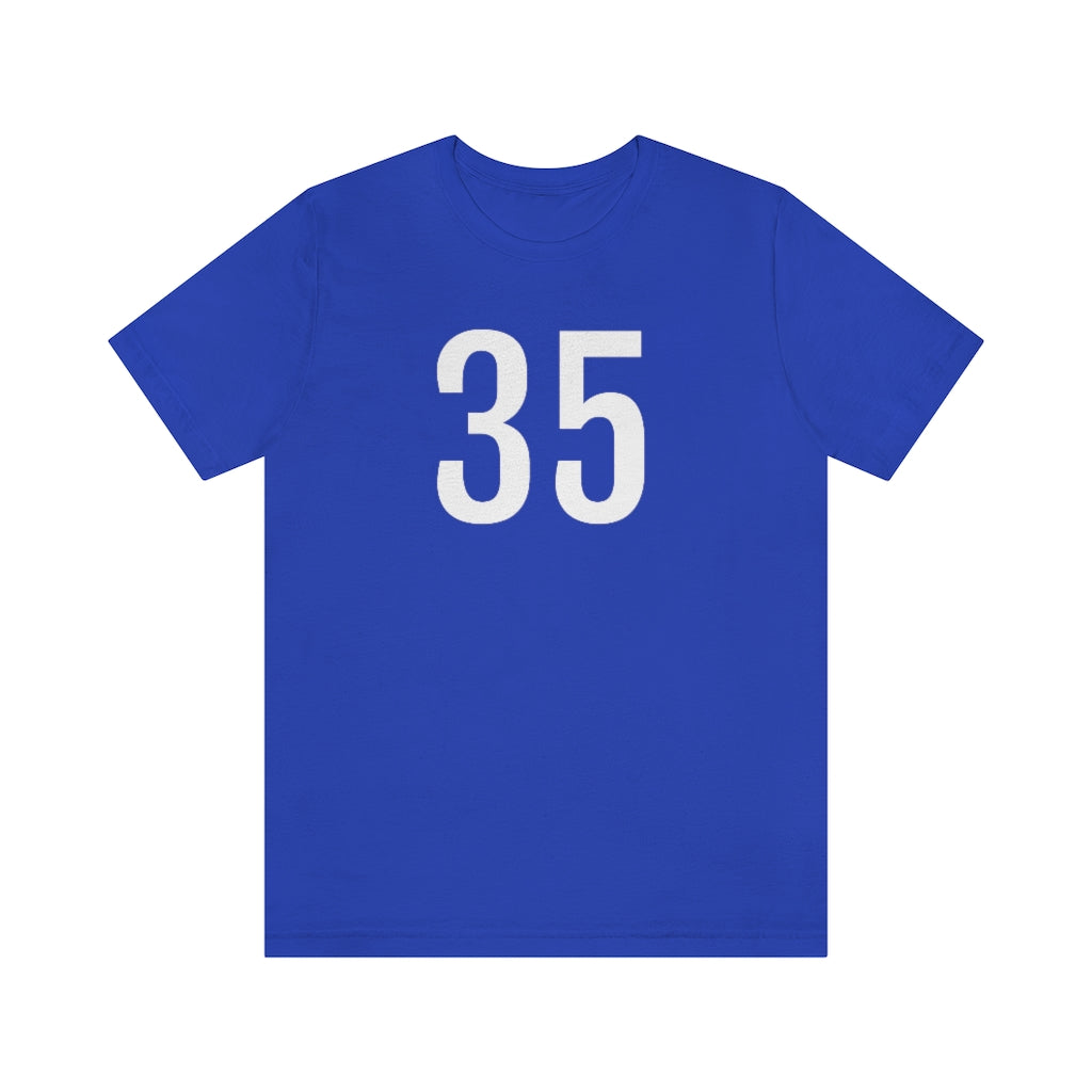 T-Shirt with Number 35 On | Numbered Tee True Royal T-Shirt Petrova Designs