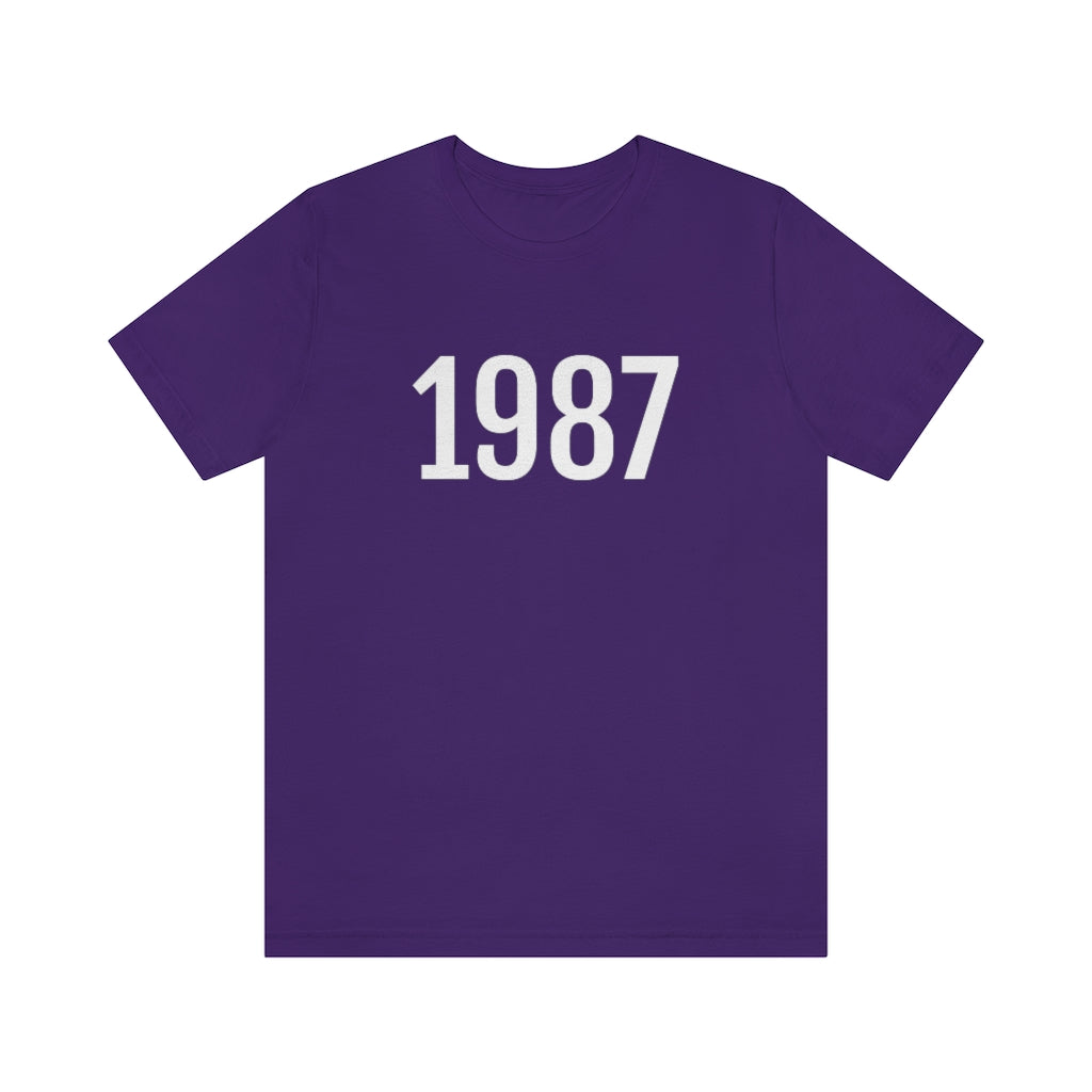 T-Shirt with Number 1987 On | Numbered Tee Team Purple T-Shirt Petrova Designs