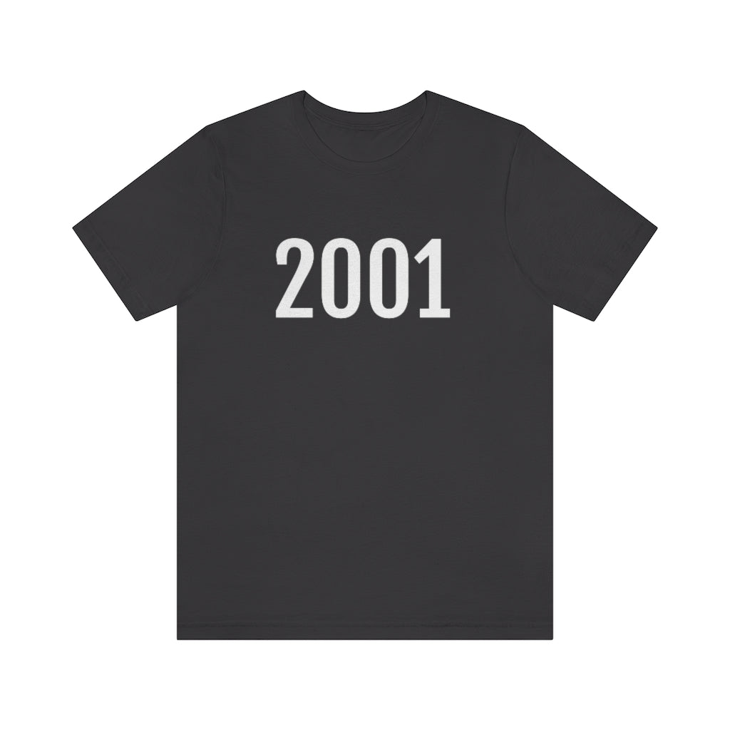 T-Shirt with Number 2001 On | Numbered Tee Dark Grey T-Shirt Petrova Designs