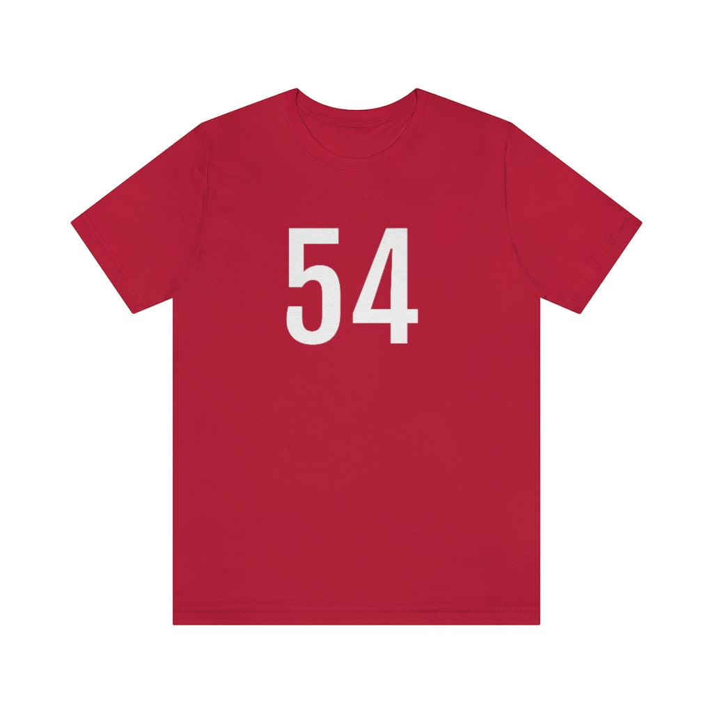 T-Shirt with Number 54 On | Numbered Tee Red T-Shirt Petrova Designs