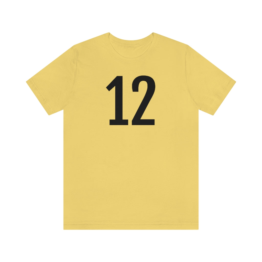 T-Shirt with Number 12 On | Numbered Tee Yellow T-Shirt Petrova Designs