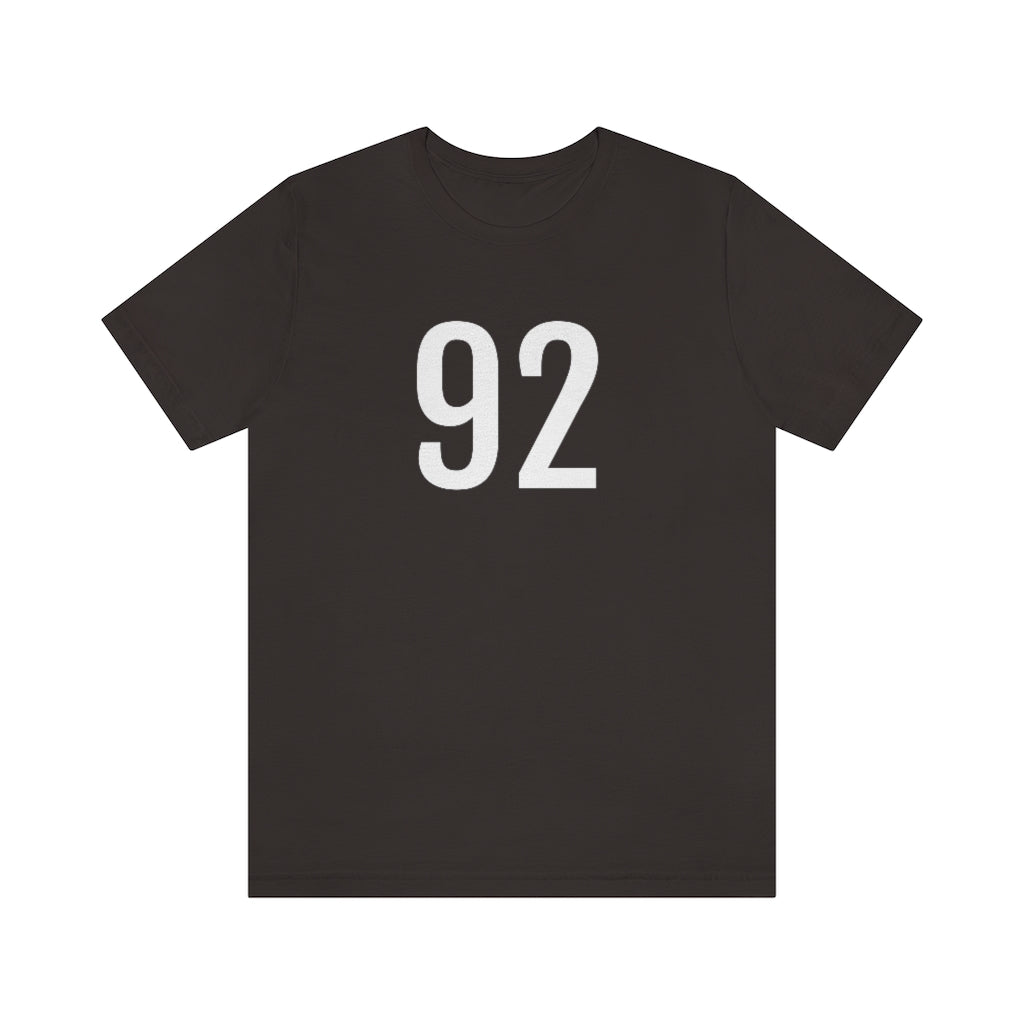 T-Shirt with Number 92 On | Numbered Tee Brown T-Shirt Petrova Designs
