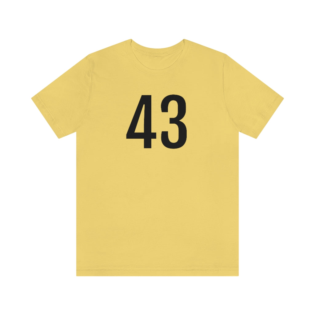 T-Shirt with Number 43 On | Numbered Tee Yellow T-Shirt Petrova Designs