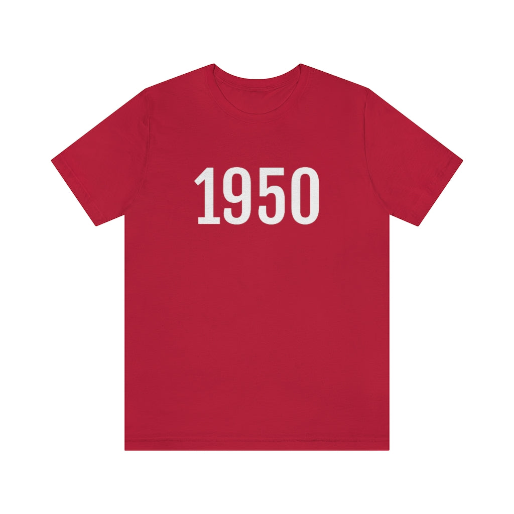 T-Shirt with Number 1950 On | Numbered Tee Red T-Shirt Petrova Designs