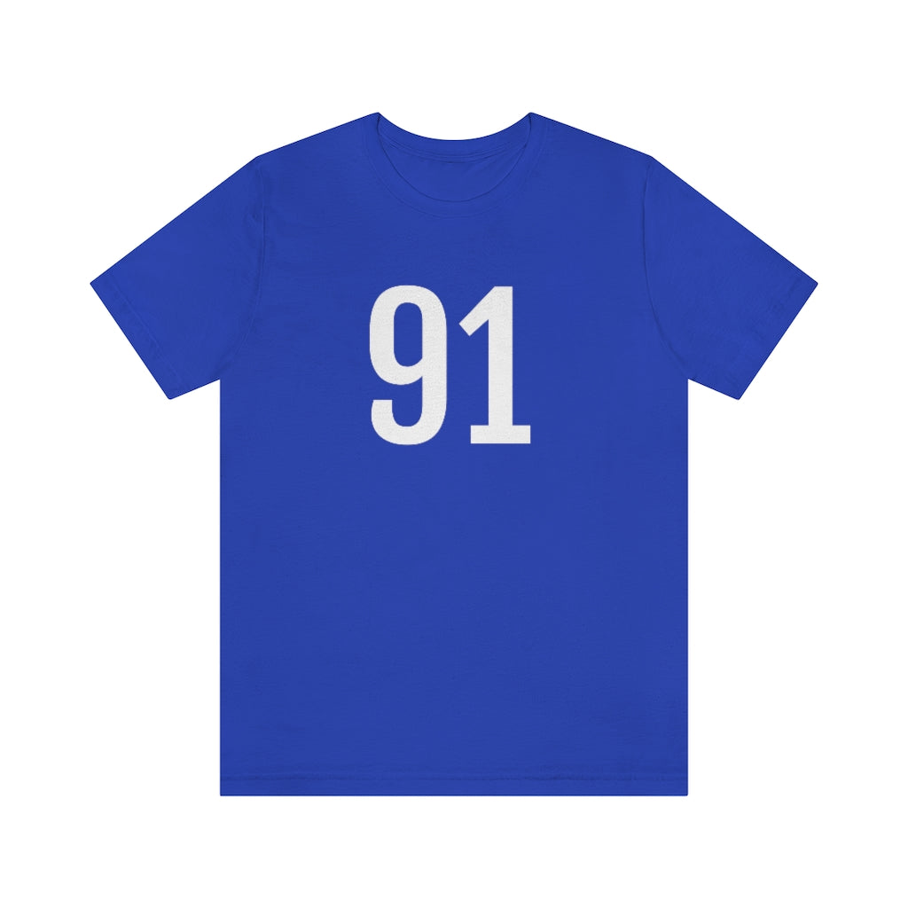 T-Shirt with Number 91 On | Numbered Tee True Royal T-Shirt Petrova Designs