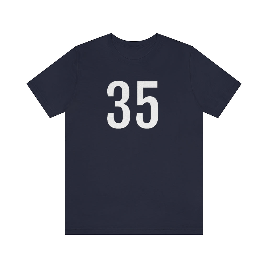 T-Shirt with Number 35 On | Numbered Tee Navy T-Shirt Petrova Designs
