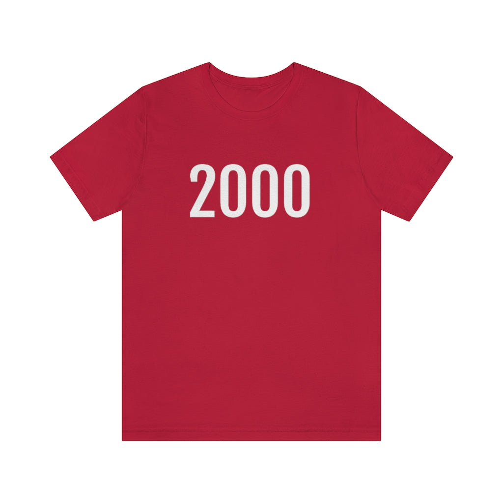 T-Shirt with Number 2000 On | Numbered Tee Red T-Shirt Petrova Designs