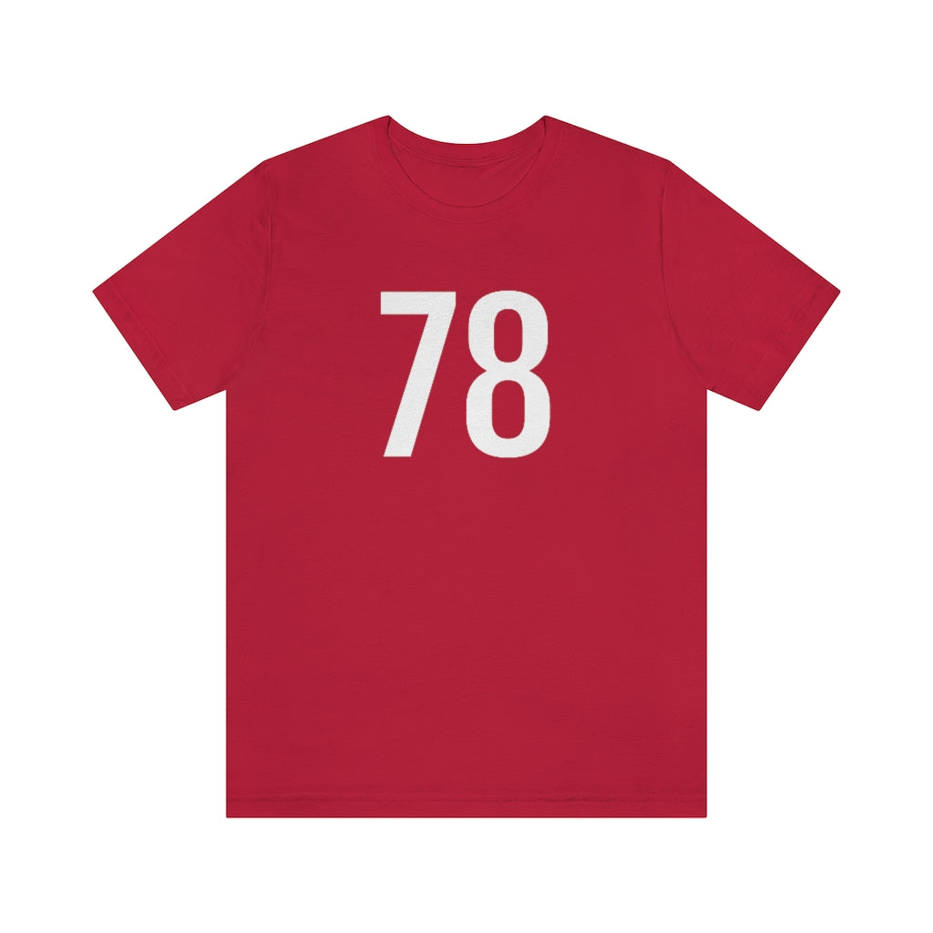 T-Shirt with Number 78 On | Numbered Tee Red T-Shirt Petrova Designs