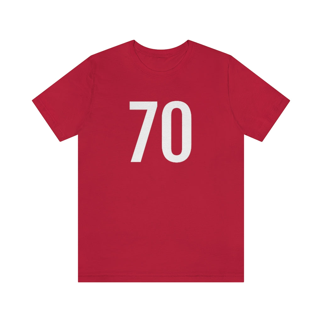 T-Shirt with Number 70 On | Numbered Tee Red T-Shirt Petrova Designs