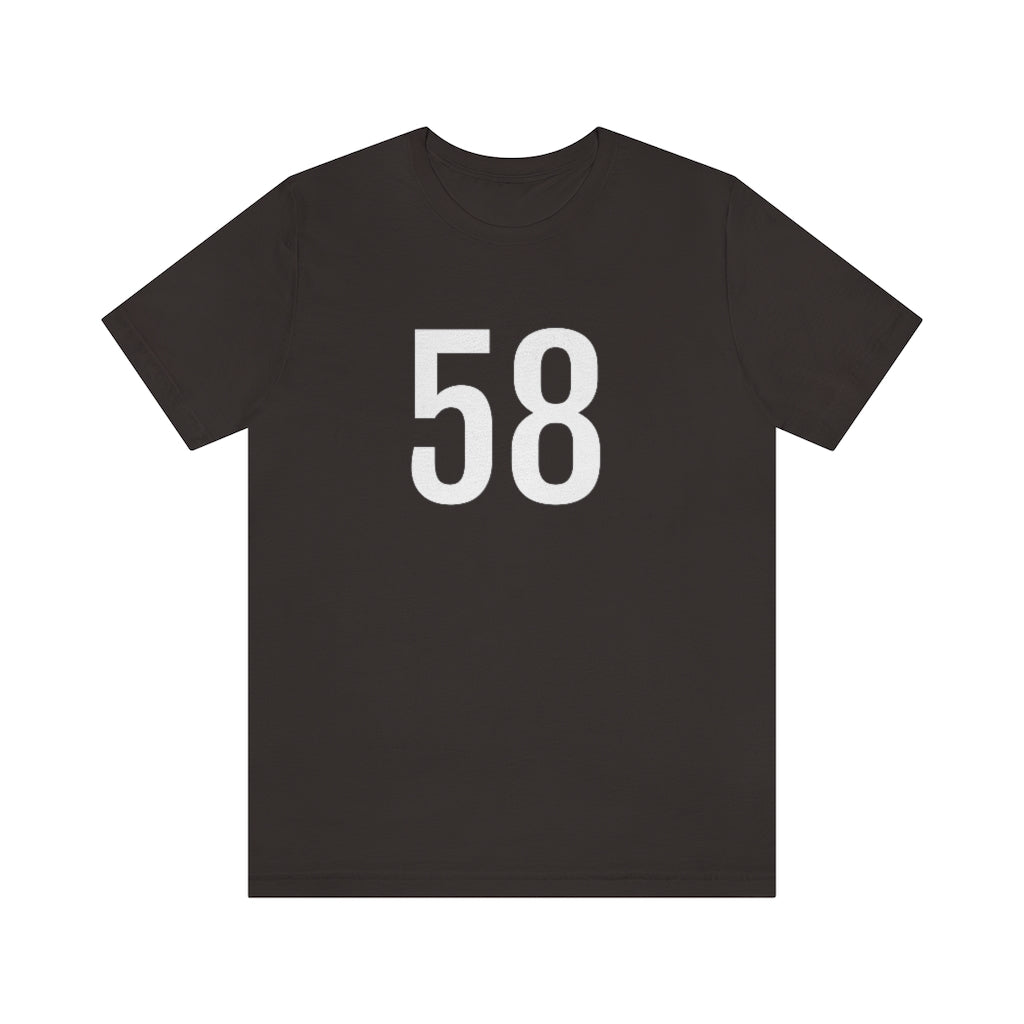 T-Shirt with Number 58 On | Numbered Tee Brown T-Shirt Petrova Designs