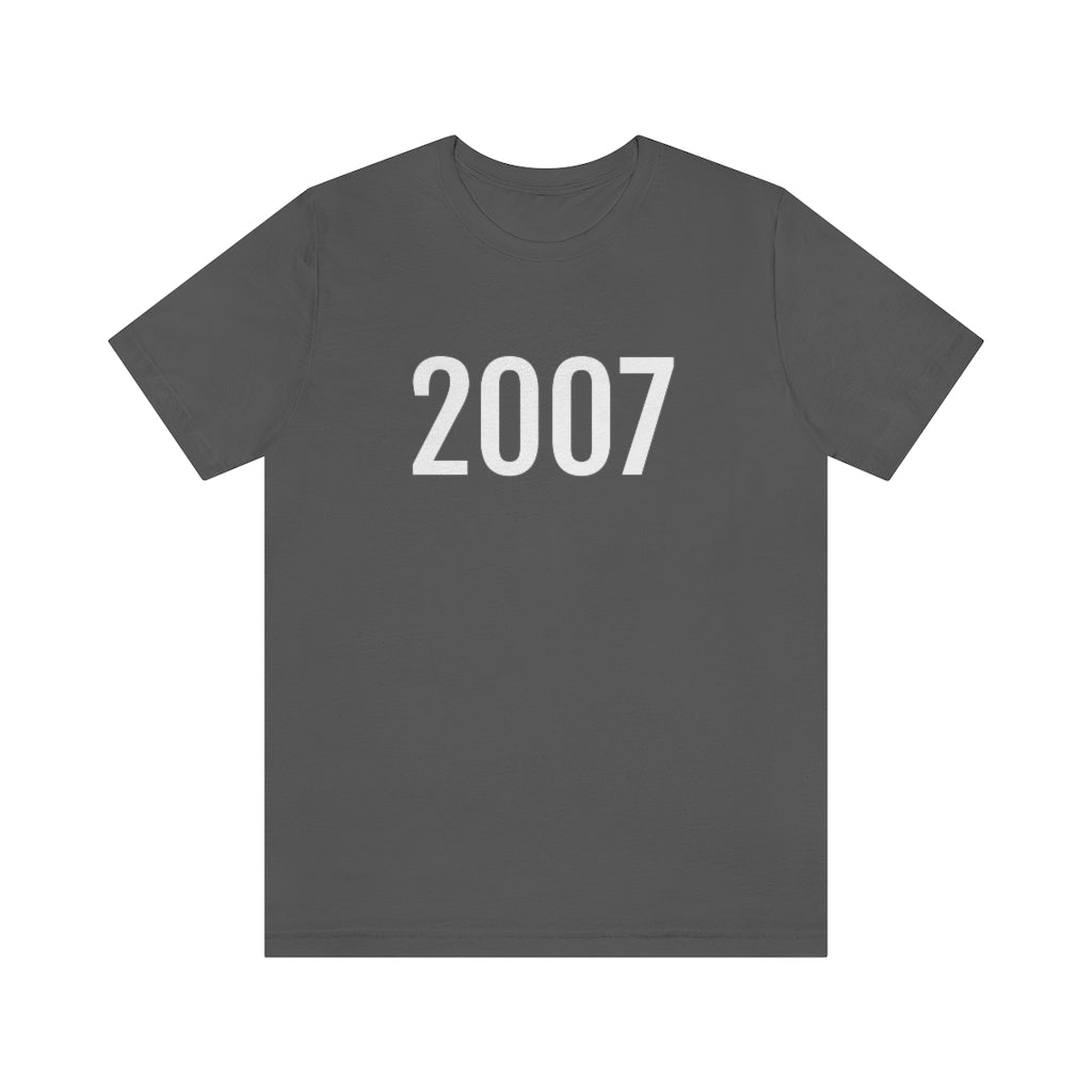 T-Shirt with Number 2007 On | Numbered Tee Asphalt T-Shirt Petrova Designs