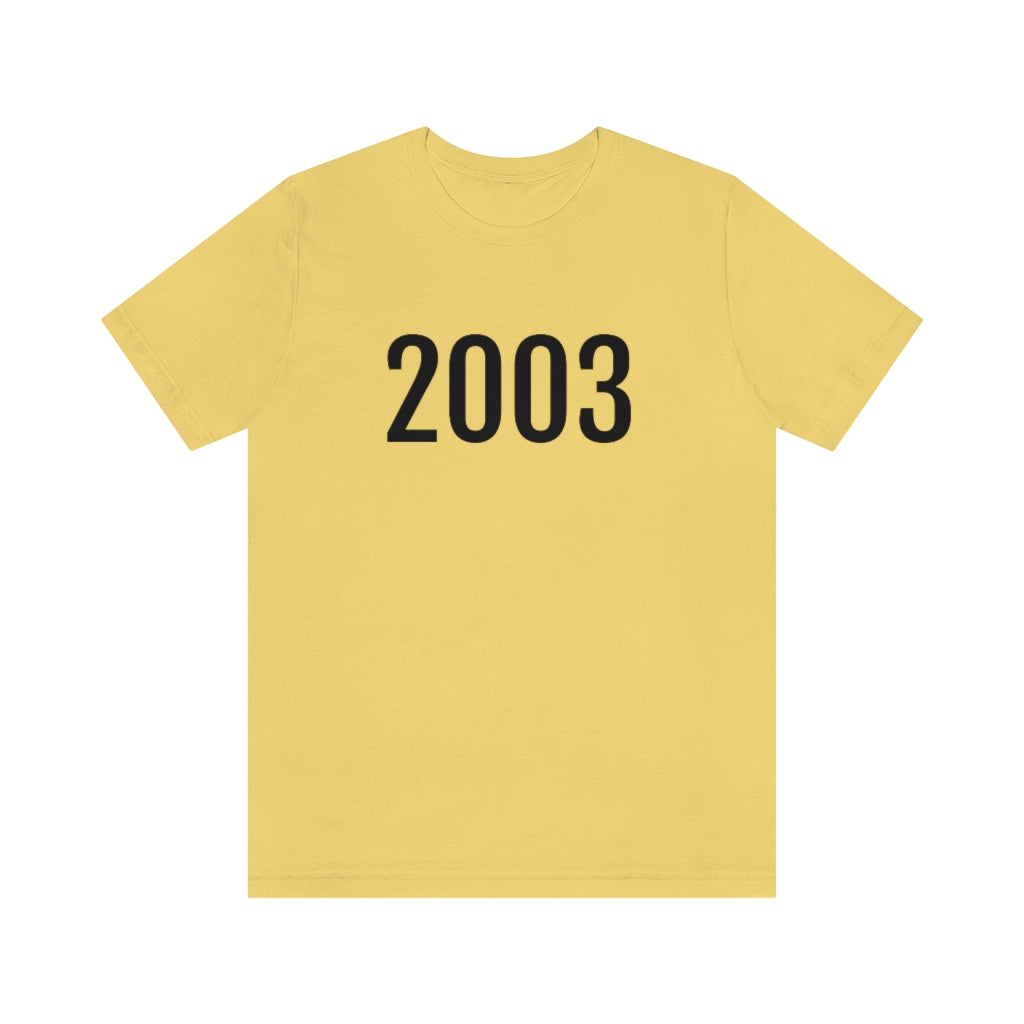 T-Shirt with Number 2003 On | Numbered Tee Yellow T-Shirt Petrova Designs