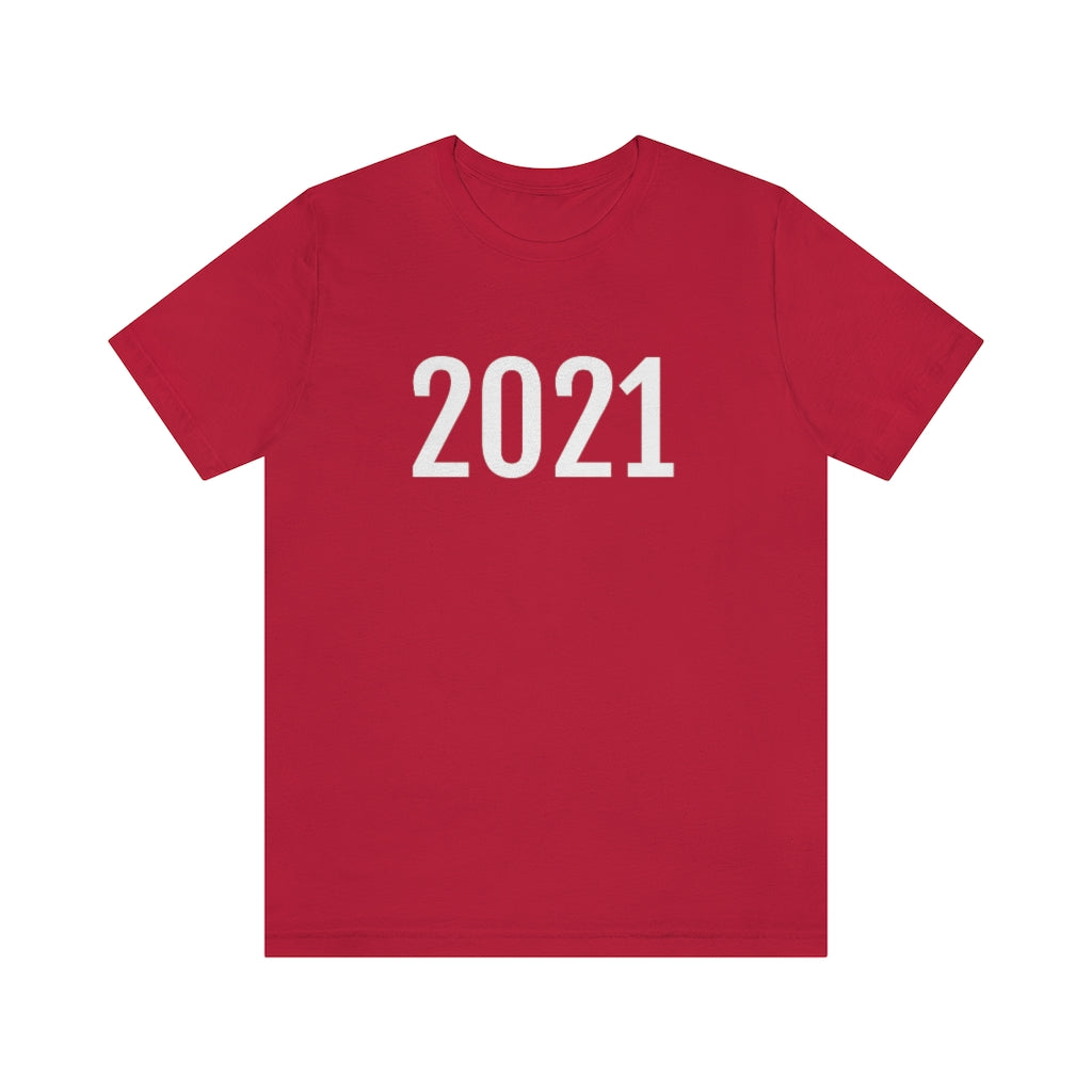 T-Shirt with Number 2021 On | Numbered Tee Red T-Shirt Petrova Designs