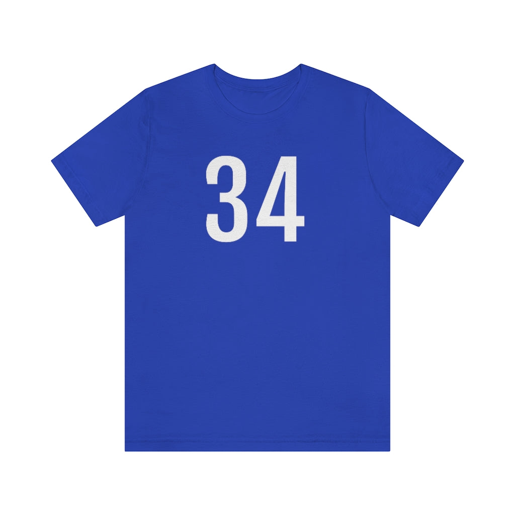 T-Shirt with Number 34 On | Numbered Tee True Royal T-Shirt Petrova Designs