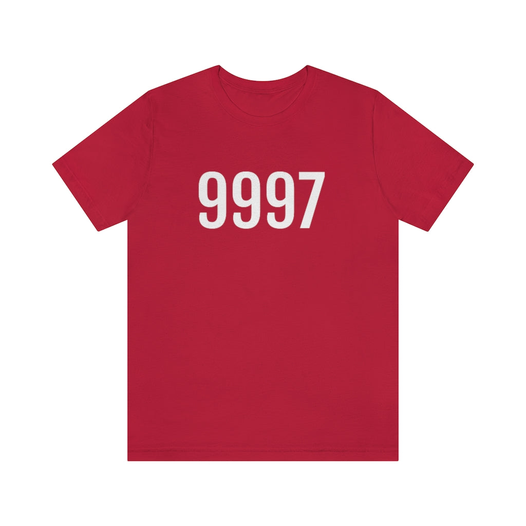 T-Shirt with Number 9997 On | Numbered Tee Red T-Shirt Petrova Designs