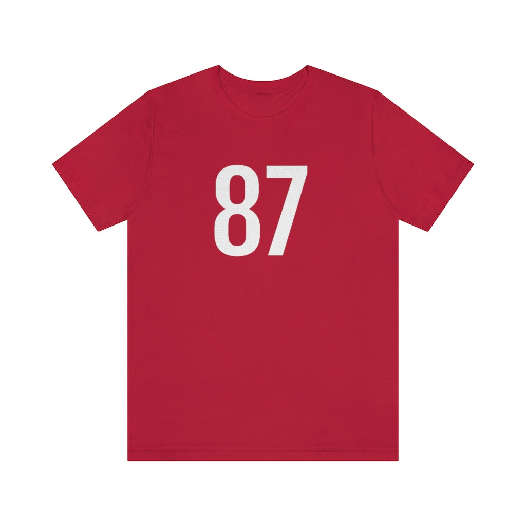 T-Shirt with Number 87 On | Numbered Tee Red T-Shirt Petrova Designs