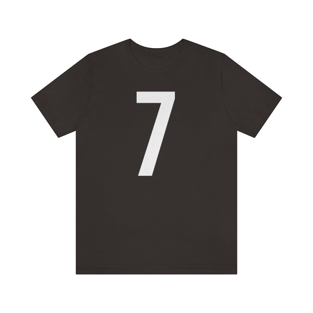 T-Shirt with Number 7 On | Numbered Tee Brown T-Shirt Petrova Designs