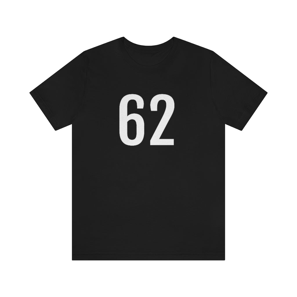 T-Shirt with Number 62 On | Numbered Tee Black T-Shirt Petrova Designs