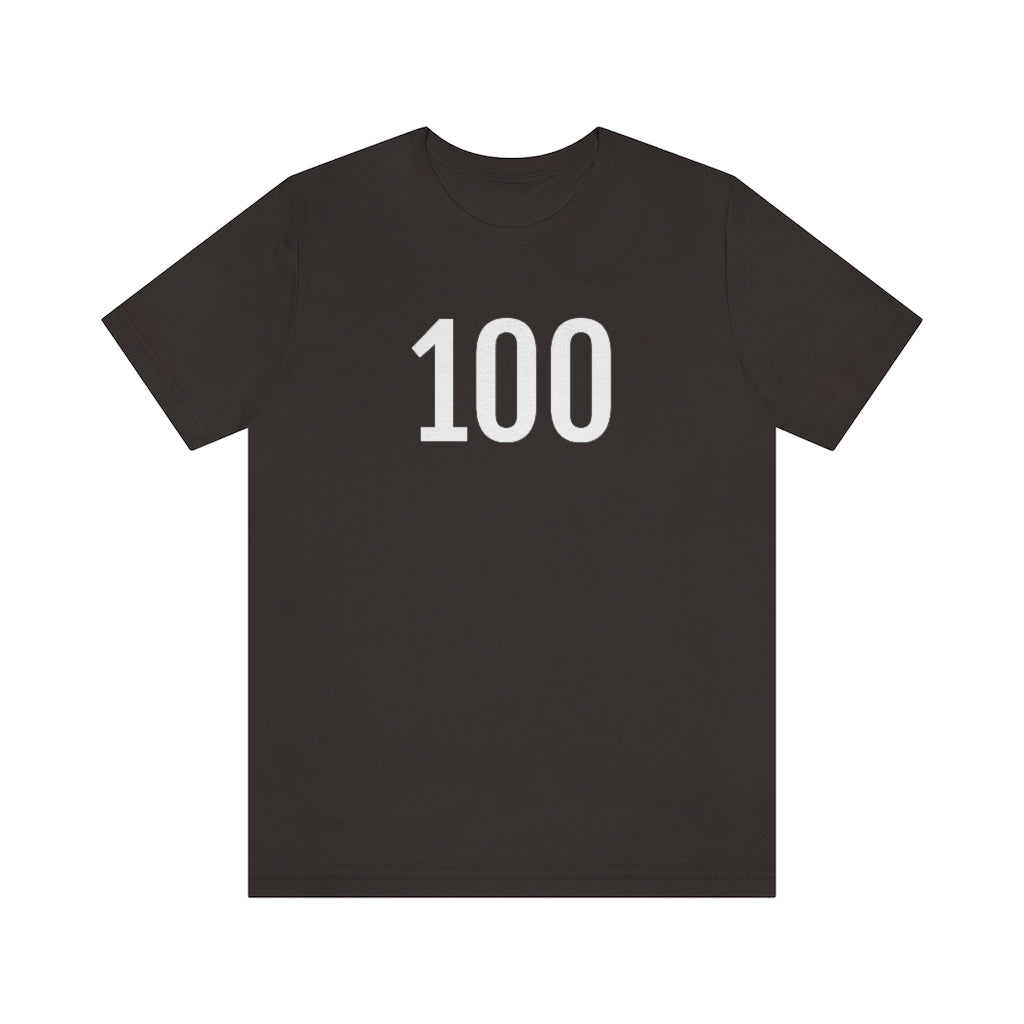 T-Shirt with Number 100 On | Numbered Tee Brown T-Shirt Petrova Designs