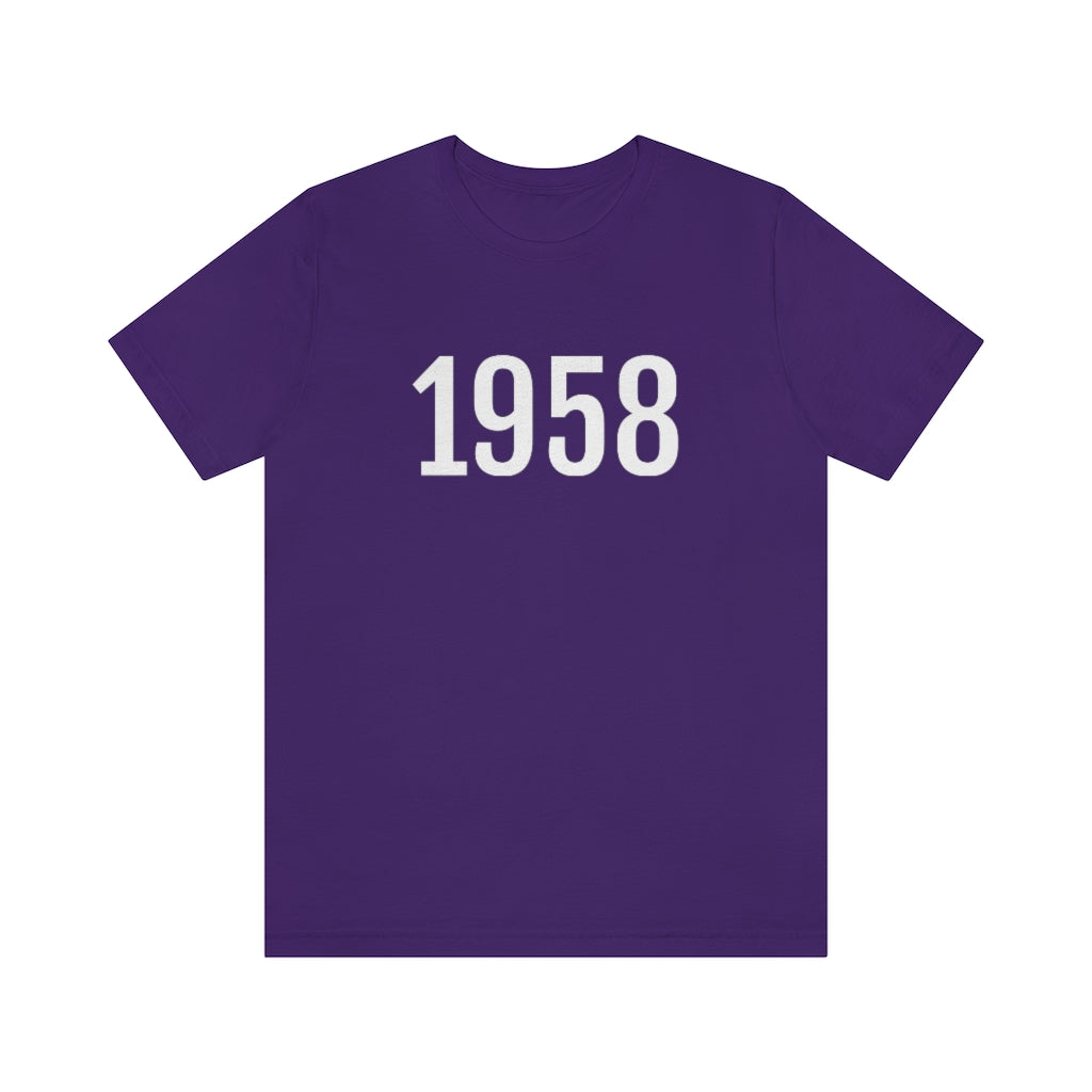T-Shirt with Number 1958 On | Numbered Tee Team Purple T-Shirt Petrova Designs