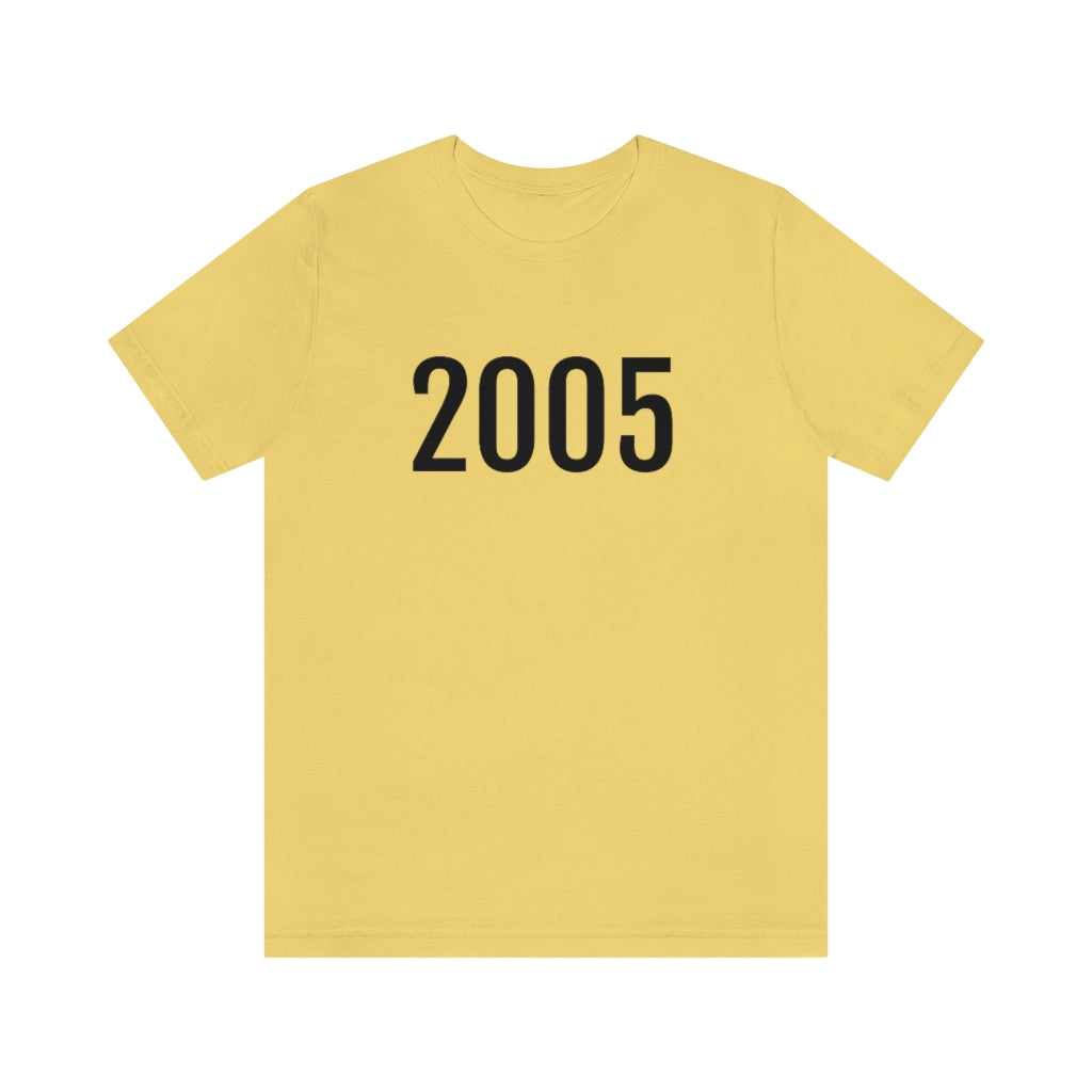 T-Shirt with Number 2005 On | Numbered Tee Yellow T-Shirt Petrova Designs