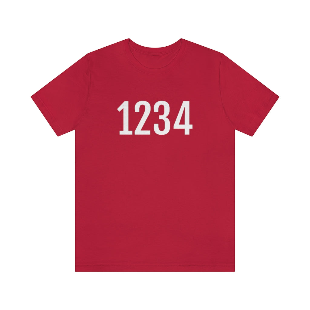 T-Shirt with Number 1234 On | Numbered Tee Red T-Shirt Petrova Designs