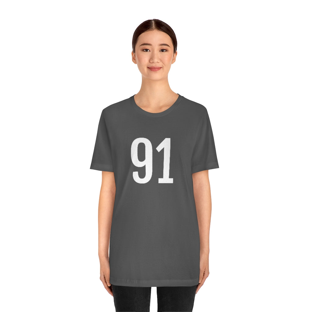 T-Shirt with Number 91 On | Numbered Tee T-Shirt Petrova Designs