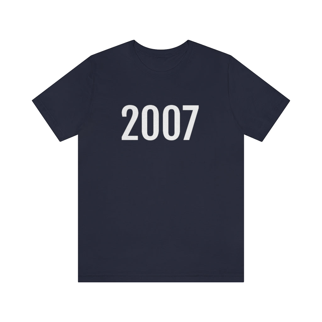 T-Shirt with Number 2007 On | Numbered Tee Navy T-Shirt Petrova Designs