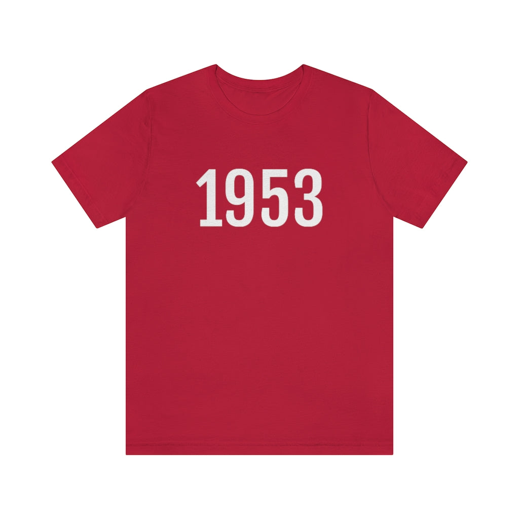 T-Shirt with Number 1953 On | Numbered Tee Red T-Shirt Petrova Designs