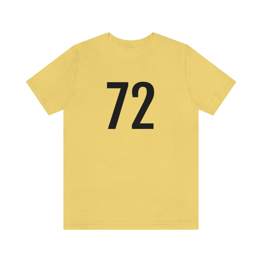 T-Shirt with Number 72 On | Numbered Tee Yellow T-Shirt Petrova Designs