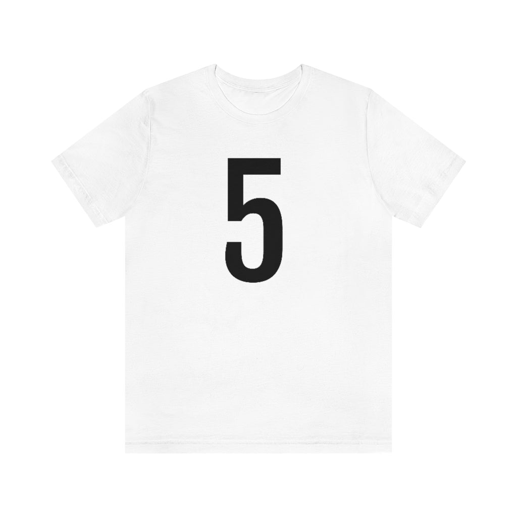 T-Shirt with Number 5 On | Numbered Tee White T-Shirt Petrova Designs