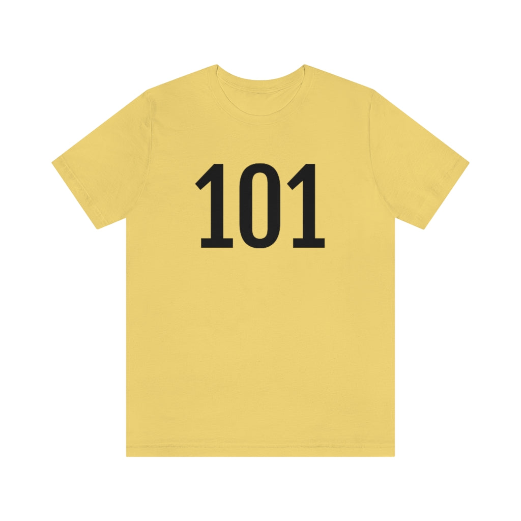 T-Shirt with Number 101 On | Numbered Tee Yellow T-Shirt Petrova Designs