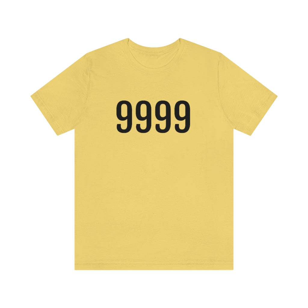 T-Shirt with Number 9999 On | Numbered Tee Yellow T-Shirt Petrova Designs