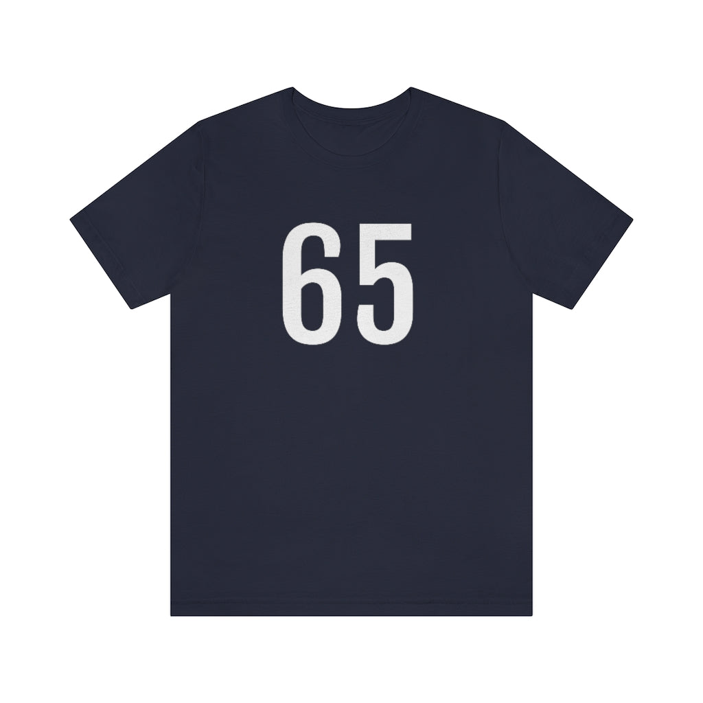 T-Shirt with Number 65 On | Numbered Tee Navy T-Shirt Petrova Designs
