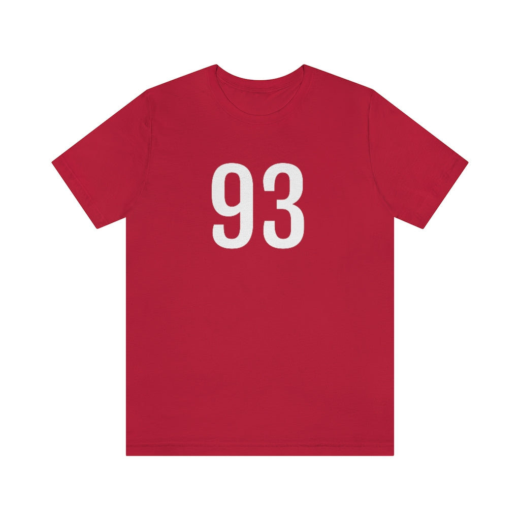 T-Shirt with Number 93 On | Numbered Tee Red T-Shirt Petrova Designs