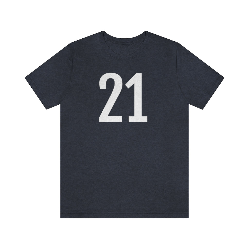 T-Shirt with Number 21 On | Numbered Tee Heather Navy T-Shirt Petrova Designs