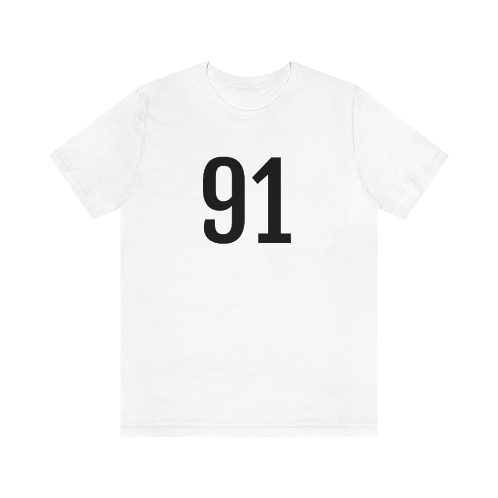 T-Shirt with Number 91 On | Numbered Tee White T-Shirt Petrova Designs