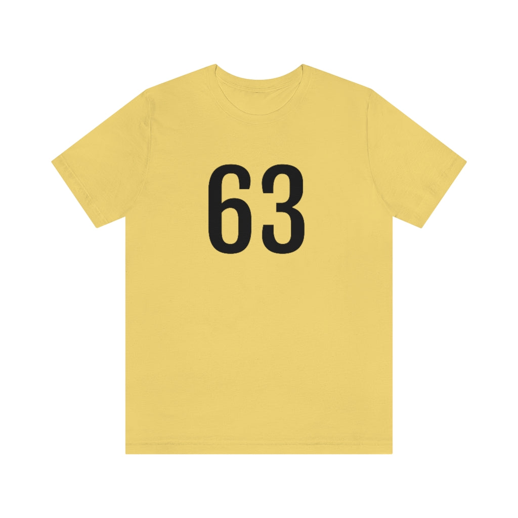 T-Shirt with Number 63 On | Numbered Tee Yellow T-Shirt Petrova Designs