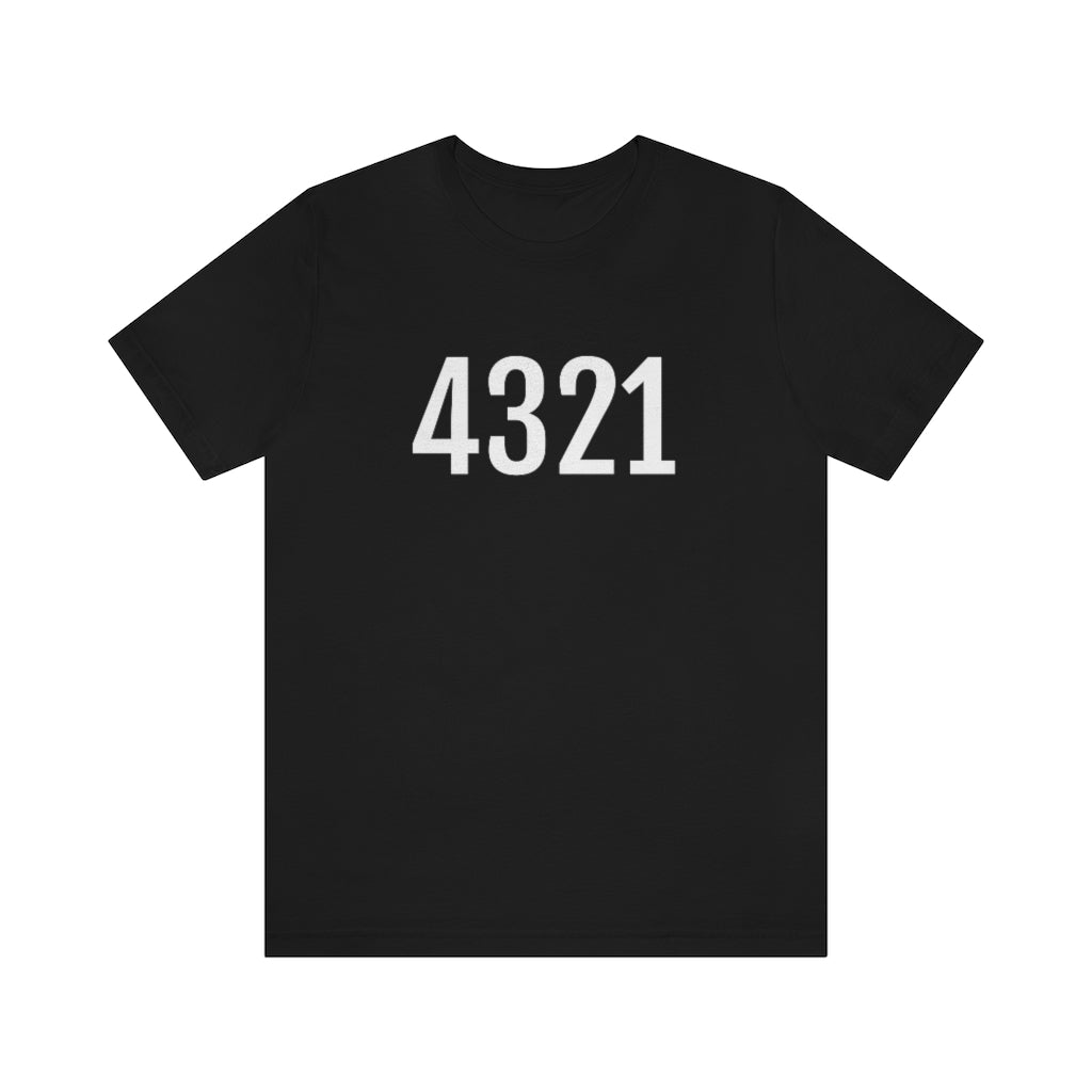 T-Shirt with Number 4321 On | Numbered Tee Black T-Shirt Petrova Designs