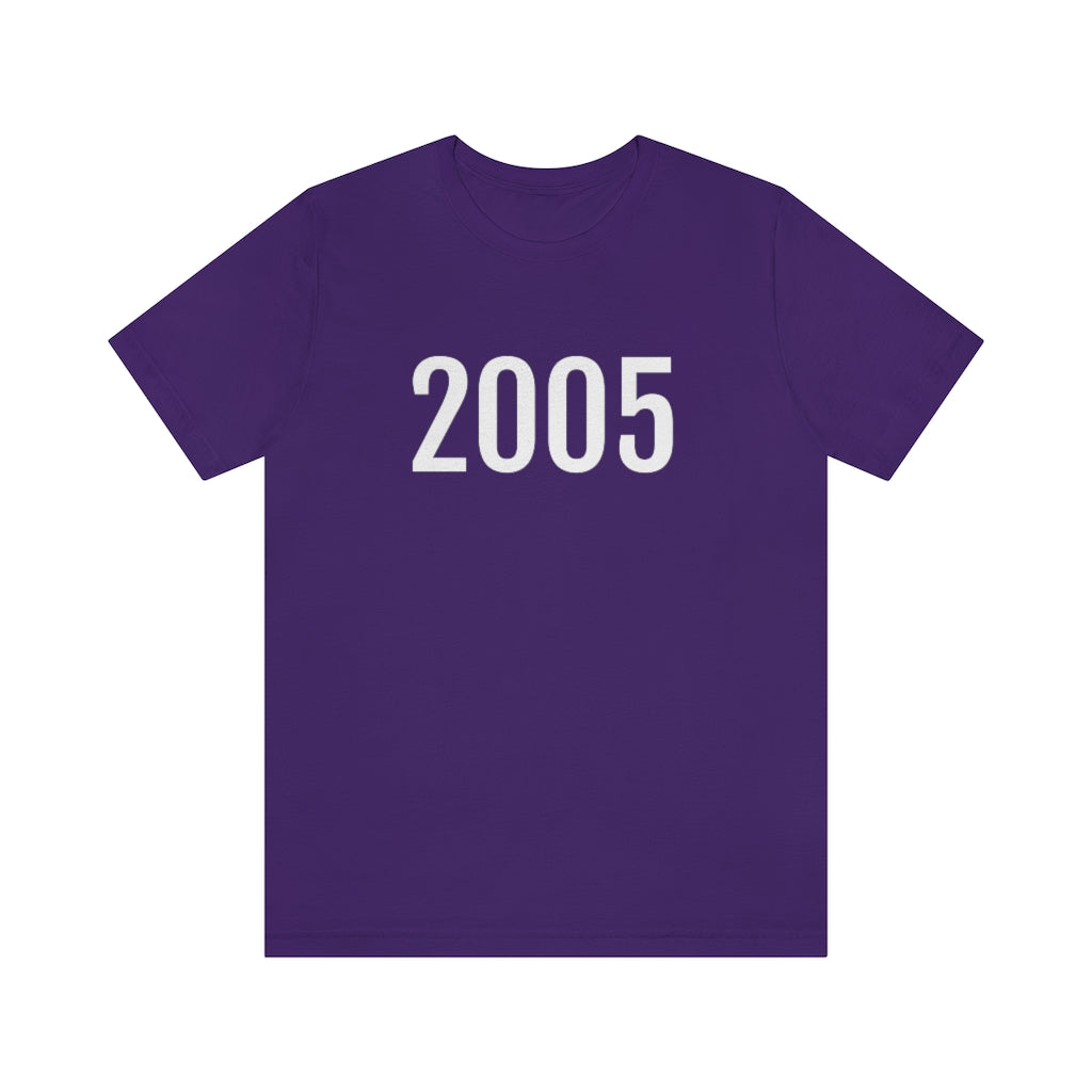 T-Shirt with Number 2005 On | Numbered Tee Team Purple T-Shirt Petrova Designs