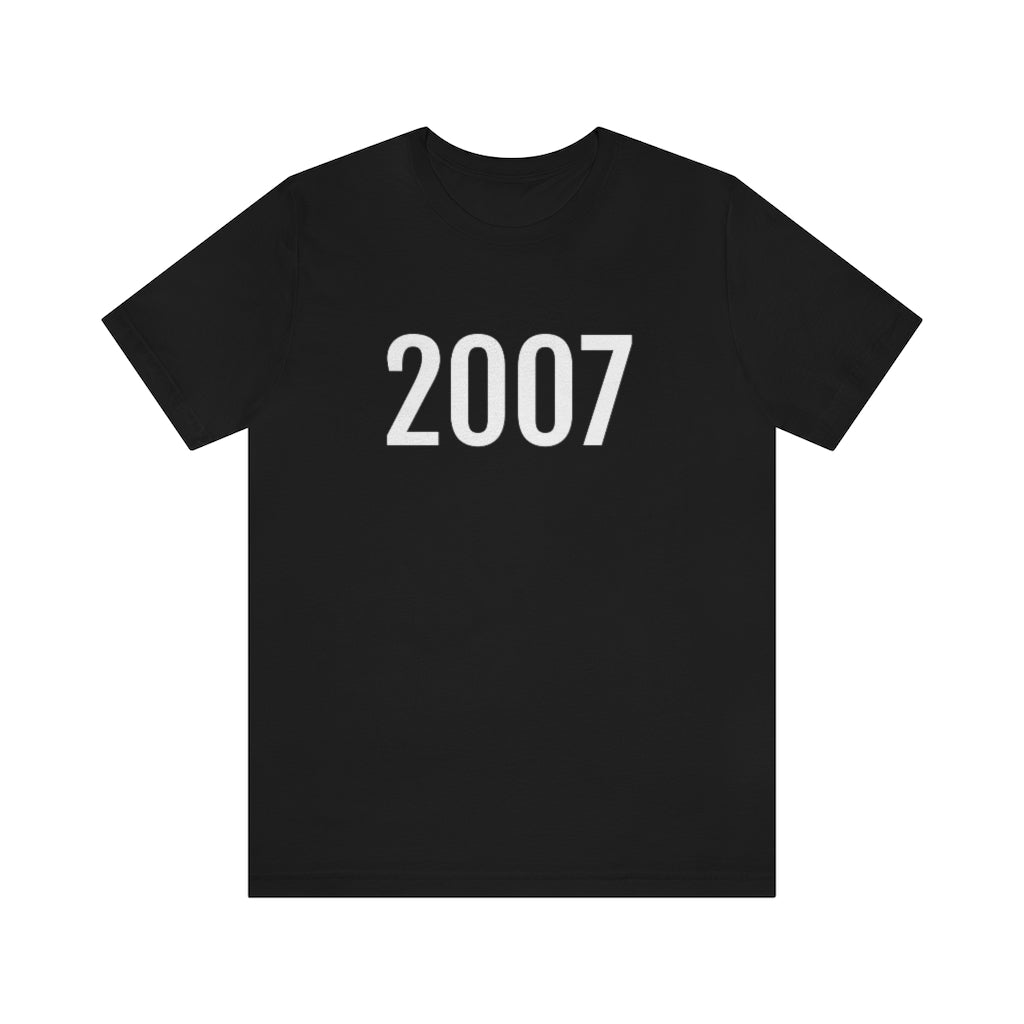 T-Shirt with Number 2007 On | Numbered Tee Black T-Shirt Petrova Designs