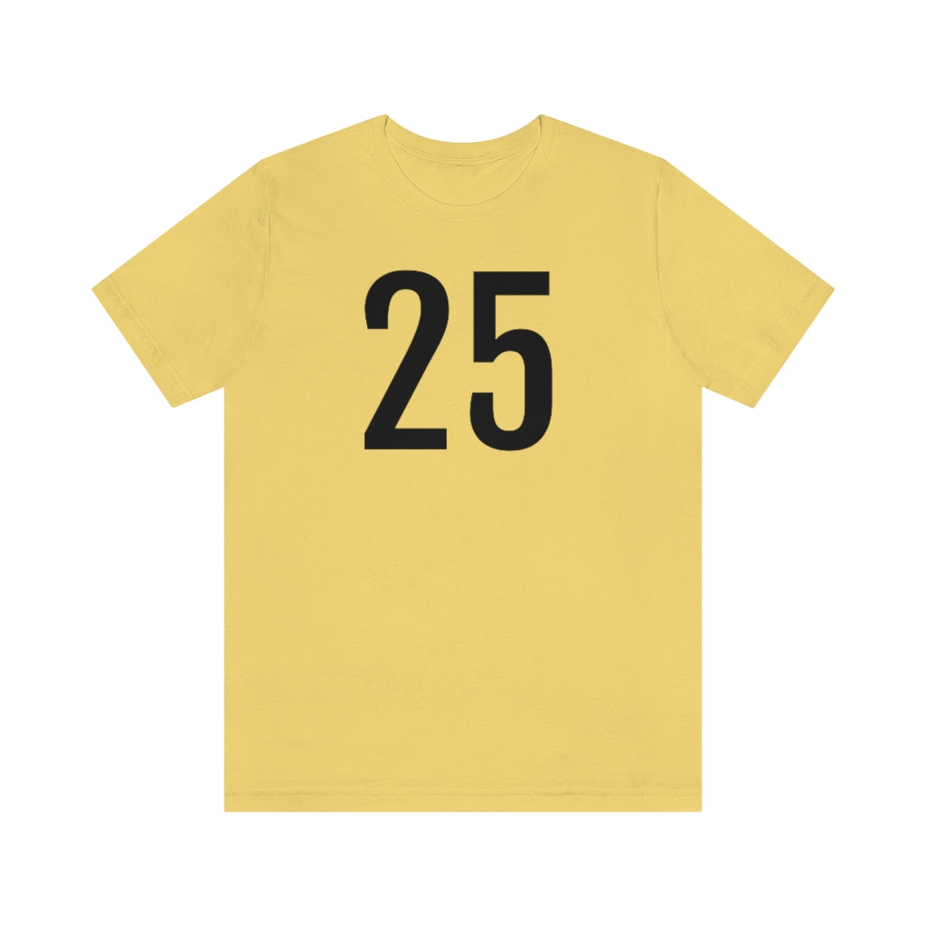 T-Shirt with Number 25 On | Numbered Tee Yellow T-Shirt Petrova Designs