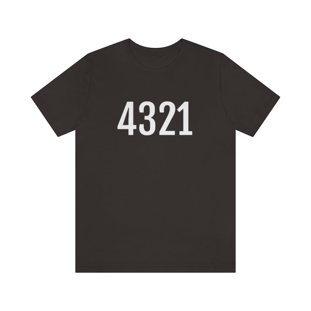 T-Shirt with Number 4321 On | Numbered Tee Brown T-Shirt Petrova Designs