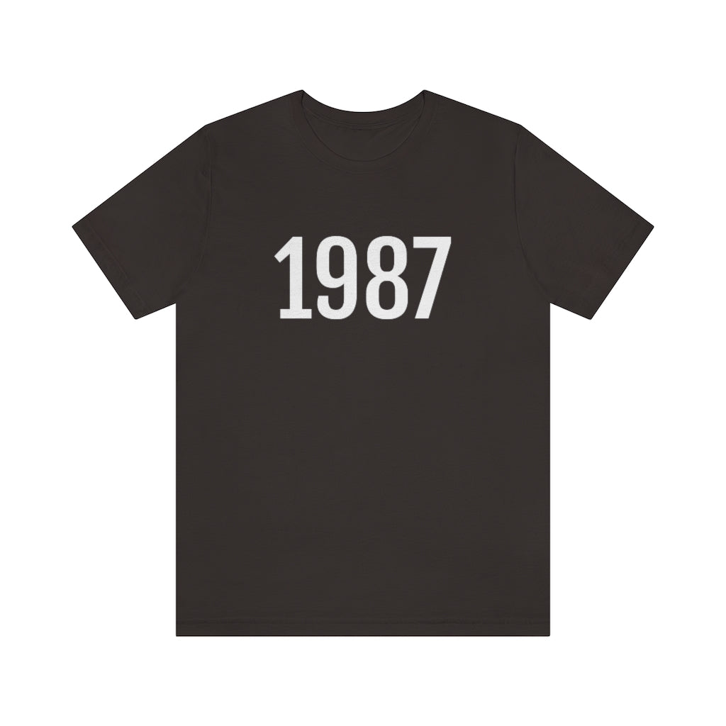 T-Shirt with Number 1987 On | Numbered Tee Brown T-Shirt Petrova Designs